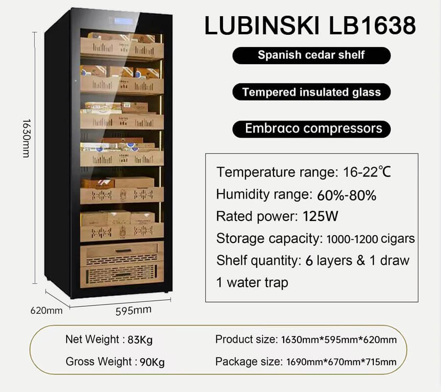 Tủ bảo quản Cigar trên 1000 điếu Lubinski LB1638